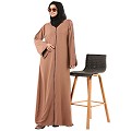 Front open abaya in premium CEY fabric- Beige